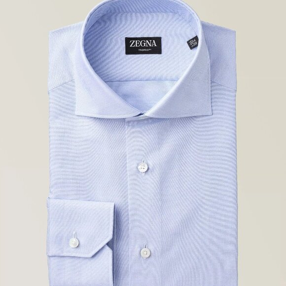 Ermenegildo Zegna Trofeo Men's, Long sleeve, Light blue dress shirt size 43/17 - Picture 2 of 11